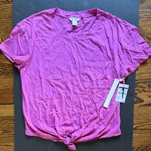 Caslon Bright Pink Short Sleeve Tee with Knot
